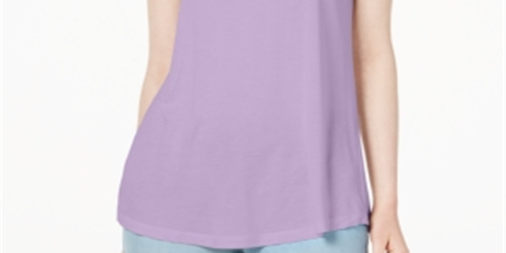 Blusa feminina Maison Jules com decote redondo, roxa, tamanho extragrande