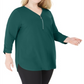 JM Collection Blusa feminina lisa com zíper verde tamanho 1X