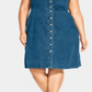 Vestido jeans de algodão moderno City Chic feminino com botões frontais, azul, tamanho 16W
