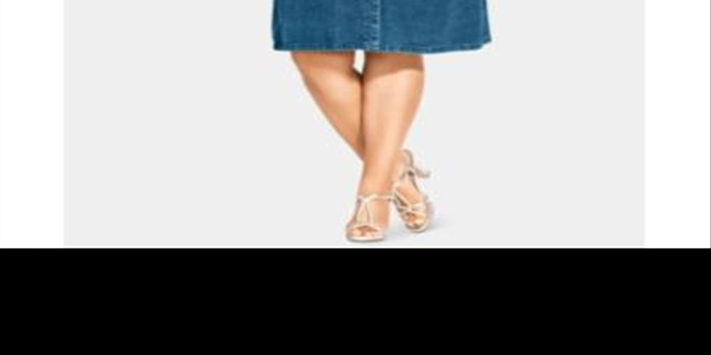 Vestido jeans de algodão moderno City Chic feminino com botões frontais, azul, tamanho 16W