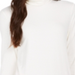 Charter Club Blusa feminina de gola alta canelada mesclada, branca, tamanho XX-G