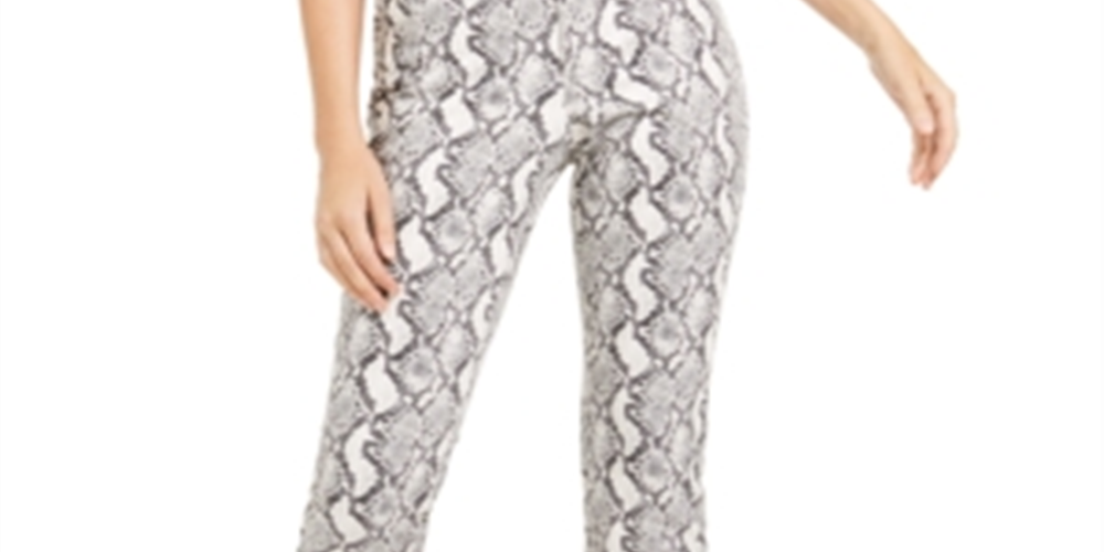 Calça jeans skinny feminina com estampa de cobra da INC International Concepts, cinza, tamanho 0