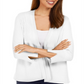 Cardigan feminino JM Collection com mangas divididas e nervuras mistas, tamanho X-G, branco