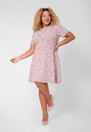 Vestido Mackenzie de manga curta feminino Leota em rosa multicolorido (curvo)