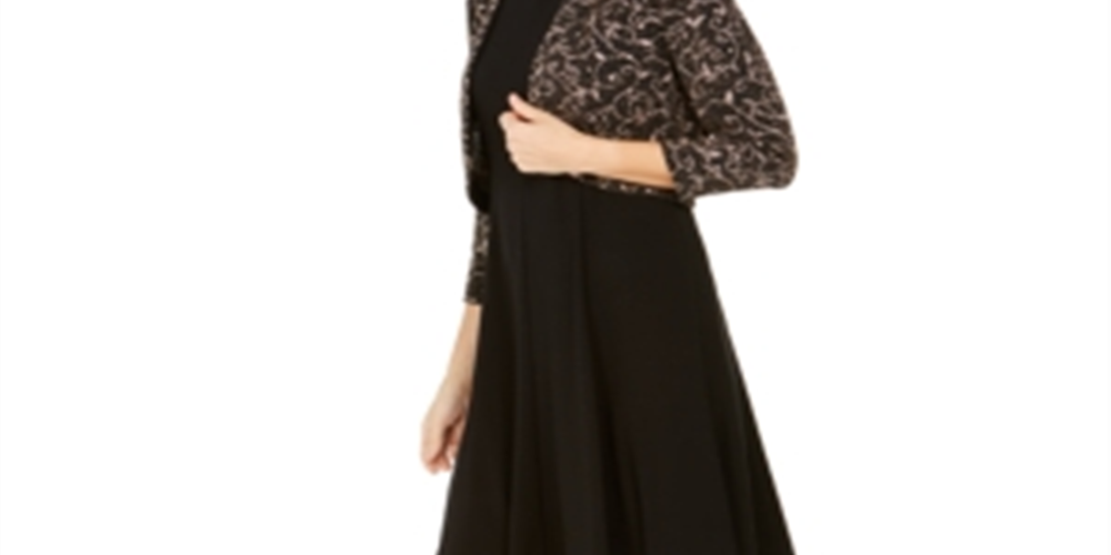 Jaqueta e vestido bolero feminino Jessica Howard, preto, tamanho 14, pequeno