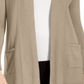 Cardigan feminino JM Collection com frente aberta, marrom, tamanho médio