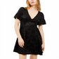 Vestido feminino Michael Kors de cetim com ajuste evasê, preto, tamanho pequeno e pequeno