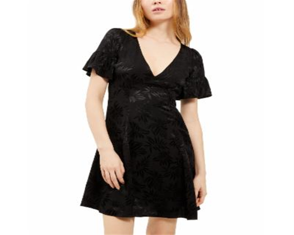 Vestido feminino Michael Kors de cetim com ajuste evasê, preto, tamanho pequeno e pequeno