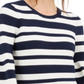 Suéter feminino listrado com nervuras e gola joia, manga comprida, tamanho grande, azul, da INC International Concepts