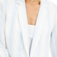 Blazer listrado feminino INC International Concepts para usar no trabalho, jaqueta branca, tamanho grande