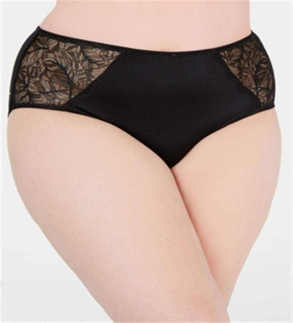 INC International Concepts Calcinha Hipster de Biquíni Plus Size com Renda e Encaixe Feminino Preta Tamanho 2X