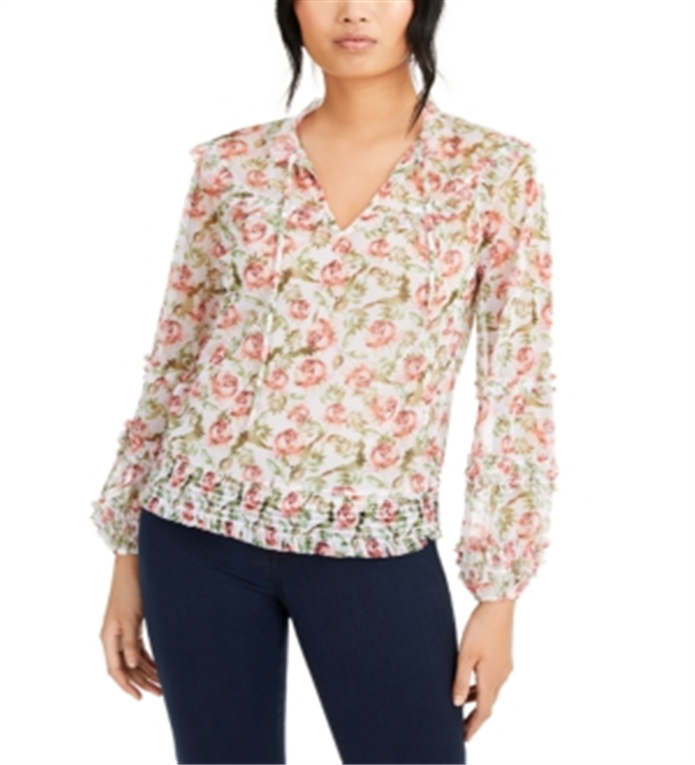 Blusa feminina estampada INC International Concepts, branca, tamanho X-Large