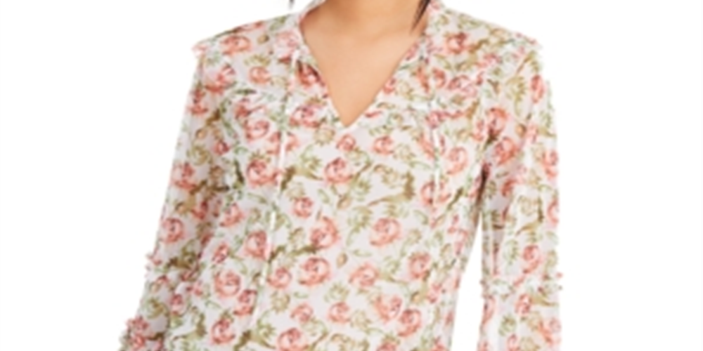 Blusa feminina estampada INC International Concepts, branca, tamanho X-Large