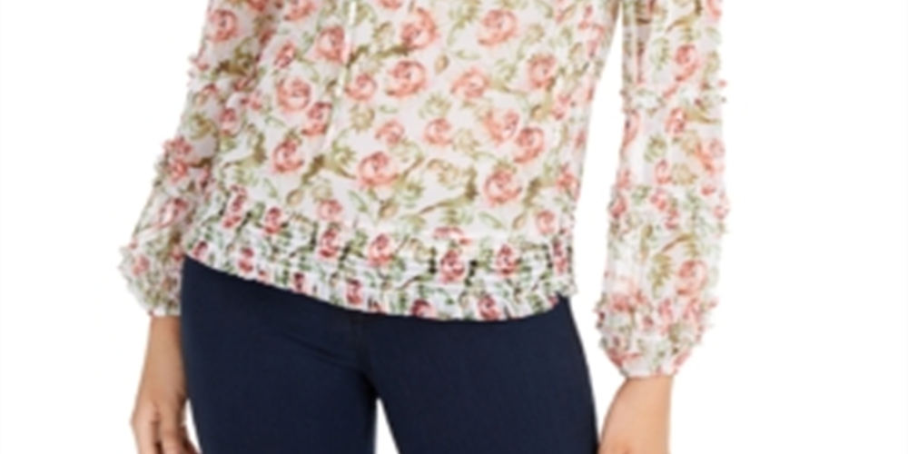 Blusa feminina estampada INC International Concepts, branca, tamanho X-Large