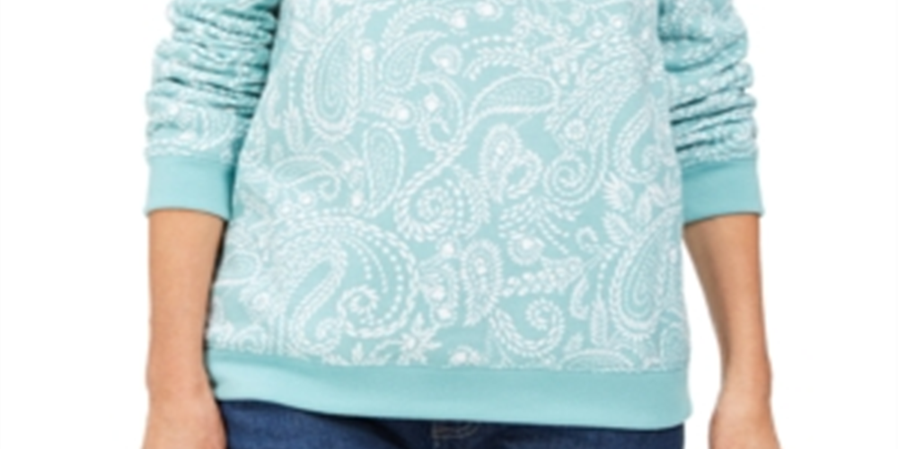 Moletom feminino Karen Scott com estampa Paisley - Verde, tamanho pequeno M