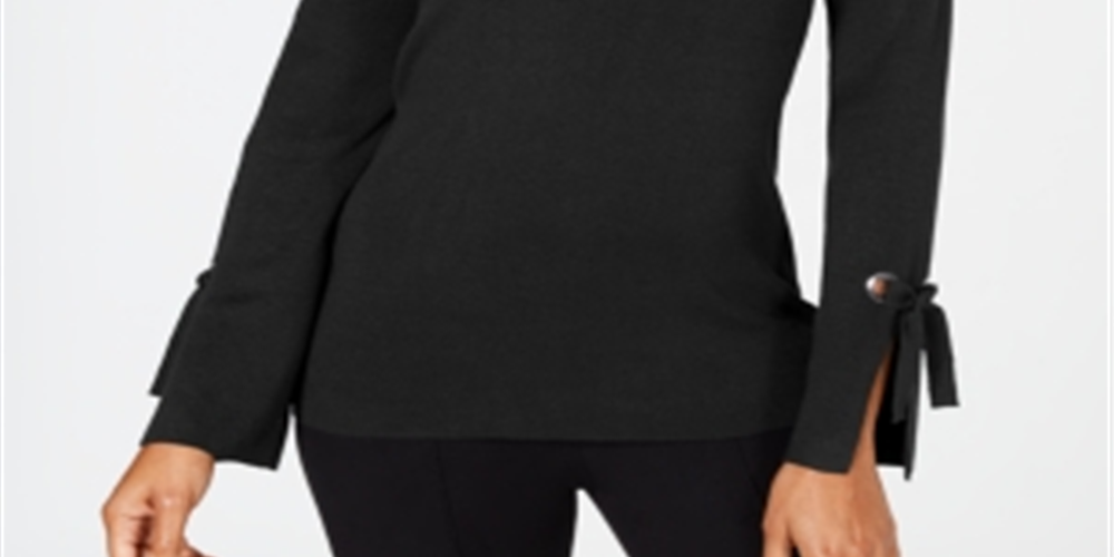 Top feminino com decote em V e acabamento em ilhós JM Collection, preto, tamanho pequeno GG