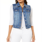 INC International Concepts Colete jeans feminino com cadarço, azul, tamanho extragrande