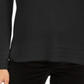 Camiseta feminina de malha texturizada com estampa e manga comprida e decote redondo, tamanho preto, tamanho pequeno G