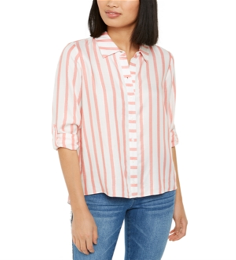 Blusa listrada metálica feminina IINC International Concepts, laranja, tamanho X-Large