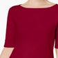 Karen Scott Top feminino pequeno com mangas curtas e cotovelo, vermelho, tamanho pequeno P