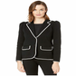 Ralph Lauren Blazer Feminino de Algodão com Acabamento em Mistura, Preto, Tamanho Pequeno