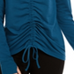 Ideologia Blusa Feminina Manga Longa Franzida Gola V Active Wear Azul Tamanho P