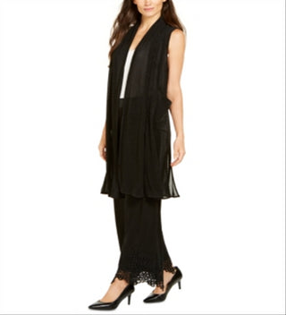 Colete de malha plissada feminino Alfani, preto, tamanho XL