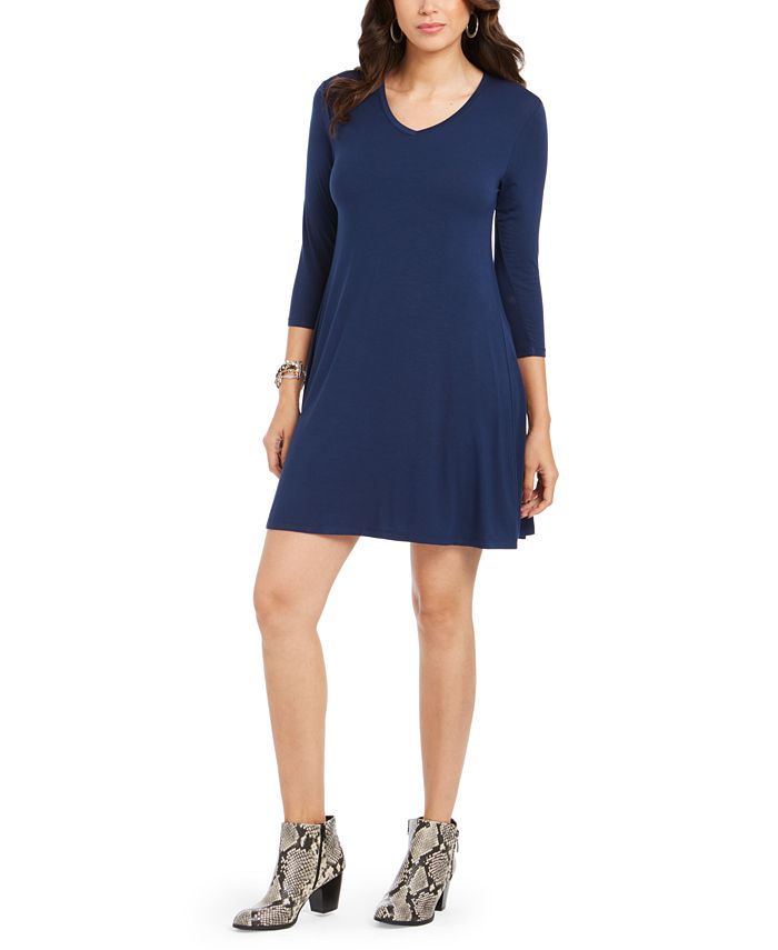 Vestido rodado feminino Style &amp; Co azul escuro tamanho pequeno GG