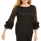 Top de renda rosa feminino JM Collection, preto, tamanho médio