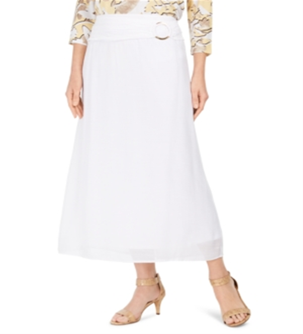 Saia feminina de gaze com argola O da coleção JM, branca, tamanho pequeno