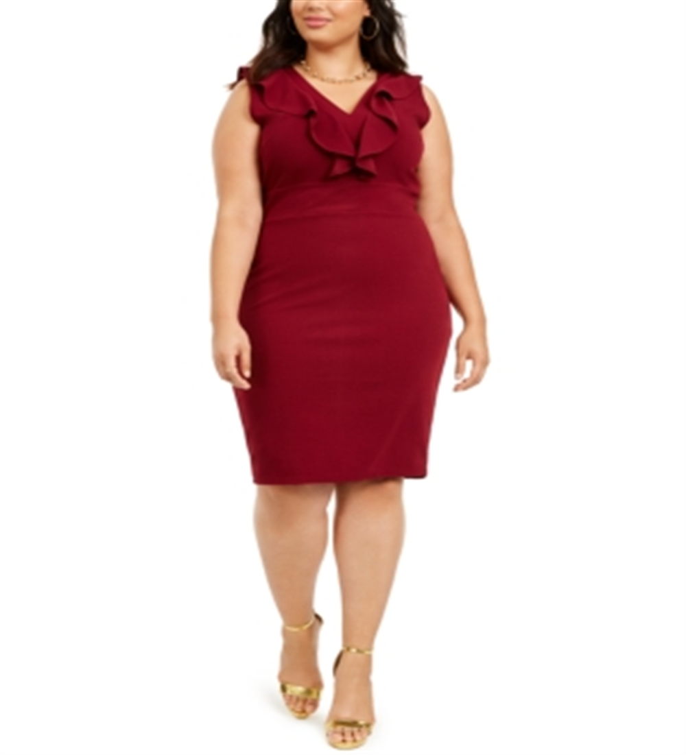 Vestido feminino da Almost Famous, estilo moderno, com costas abertas e babados, azul, tamanho 3X