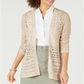 Cardigan feminino Charter Club com ponto aberto, suéter marrom, tamanho grande
