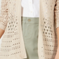 Cardigan feminino Charter Club com ponto aberto, suéter marrom, tamanho grande