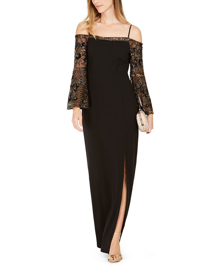 Vestido longo de noite feminino Adrianna Papell em malha, preto, tamanho 6