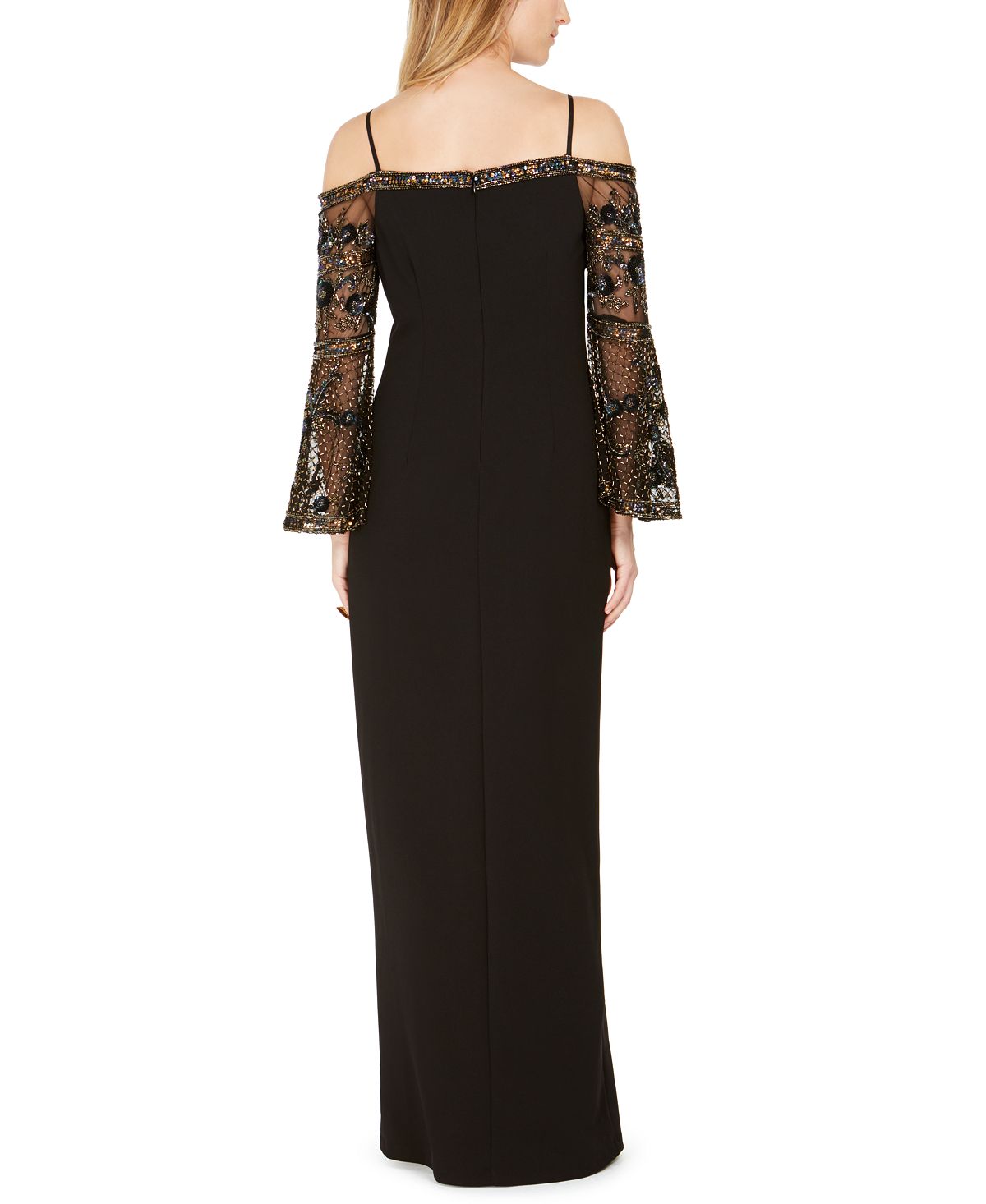 Vestido longo de noite feminino Adrianna Papell em malha, preto, tamanho 6