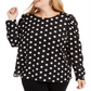 Blusa feminina Alfani Plus com bolinhas, preta, tamanho 4X