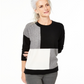 Suéter de cashmere feminino Charter Club Colorblock, preto, tamanho grande