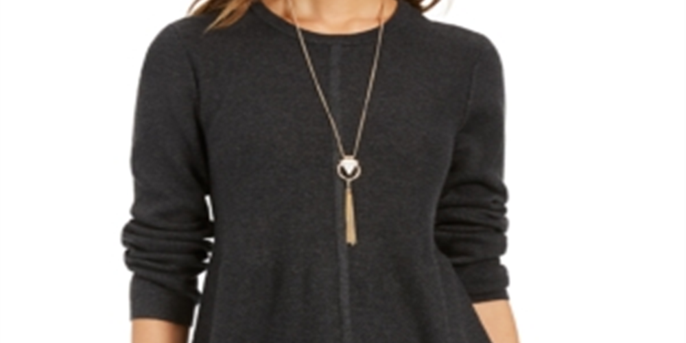 Suéter túnica feminino estilo &amp; co com pontos mistos, preto, tamanho PP