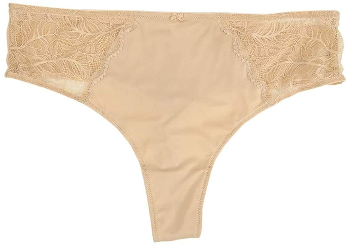 IINC International Concepts Lingerie Feminina Plus Size com Renda e Calcinha Fio Dental Marrom Tamanho 1X
