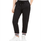 Calça jogger feminina Guess com bainha do logotipo Nina, preta, tamanho grande