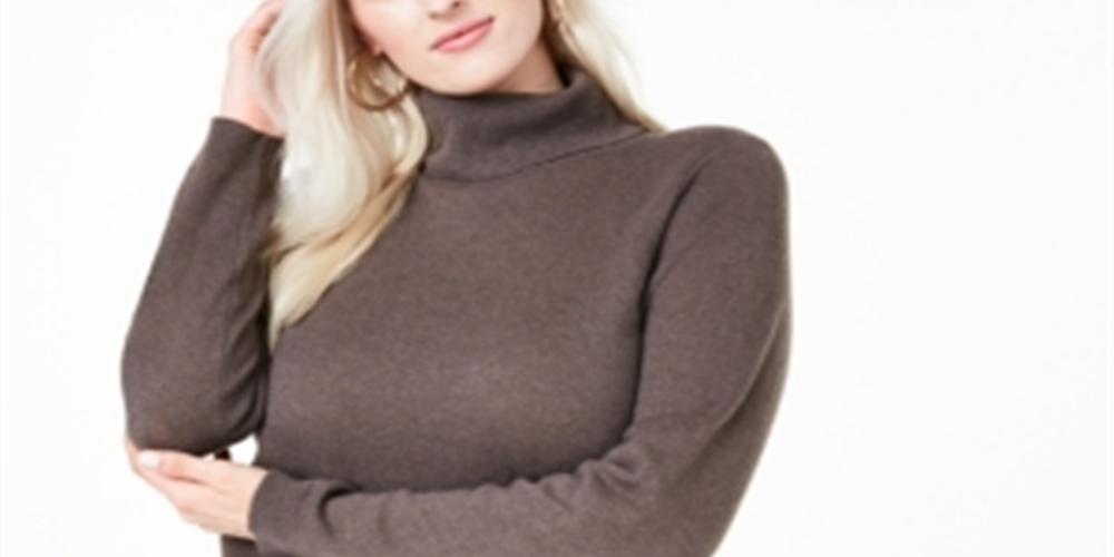 Suéter feminino de cashmere com gola alta Charter Club Plus, marrom, tamanho 1X