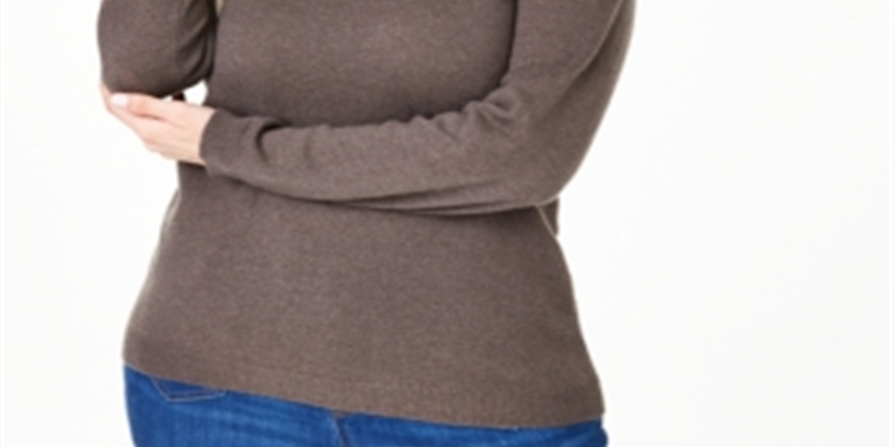 Suéter feminino de cashmere com gola alta Charter Club Plus, marrom, tamanho 1X