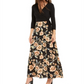 Vestido feminino com saia estampada e amarração lateral, preto, tamanho 16, da INC International Concepts