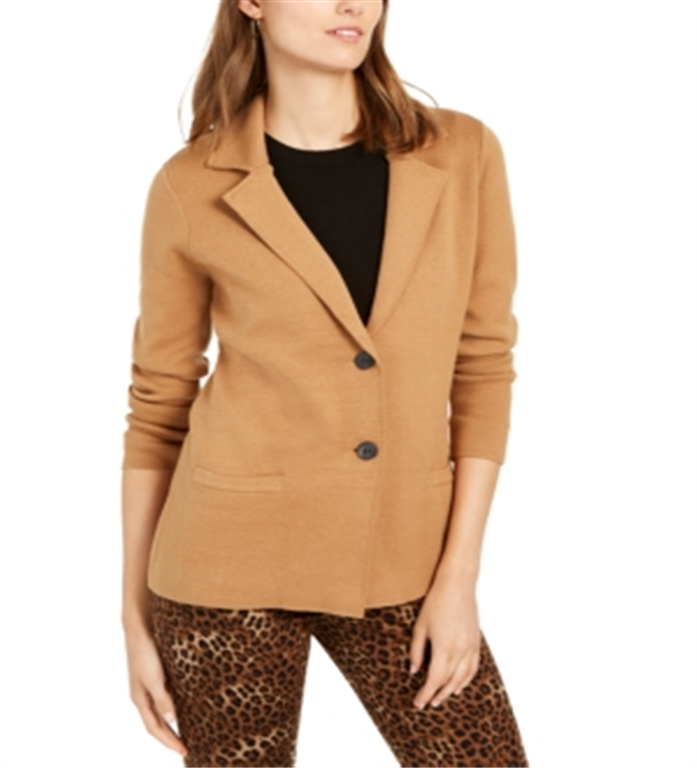 Blazer texturizado feminino Charter Club para usar no trabalho, jaqueta marrom, tamanho pequeno