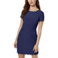 Vestido de coquetel feminino Maison Jules, manga curta, gola alta, bainha acima do joelho, azul, tamanho 2