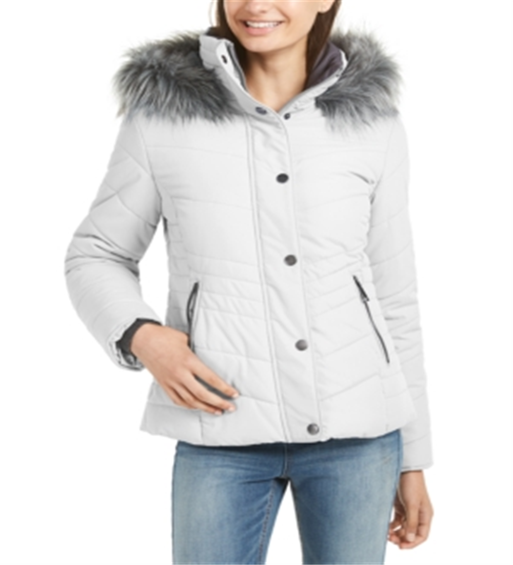Casaco acolchoado com zíper Maralyn Me feminino, branco, tamanho extragrande