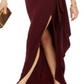 Vestido de festa feminino Betsy Adam, sem mangas, com fenda, gola redonda, comprimento total, cintura império, vermelho, tamanho 10