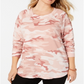 Love Tribe Moletom feminino com estampa camuflada da moda plus size rosa tamanho 2X