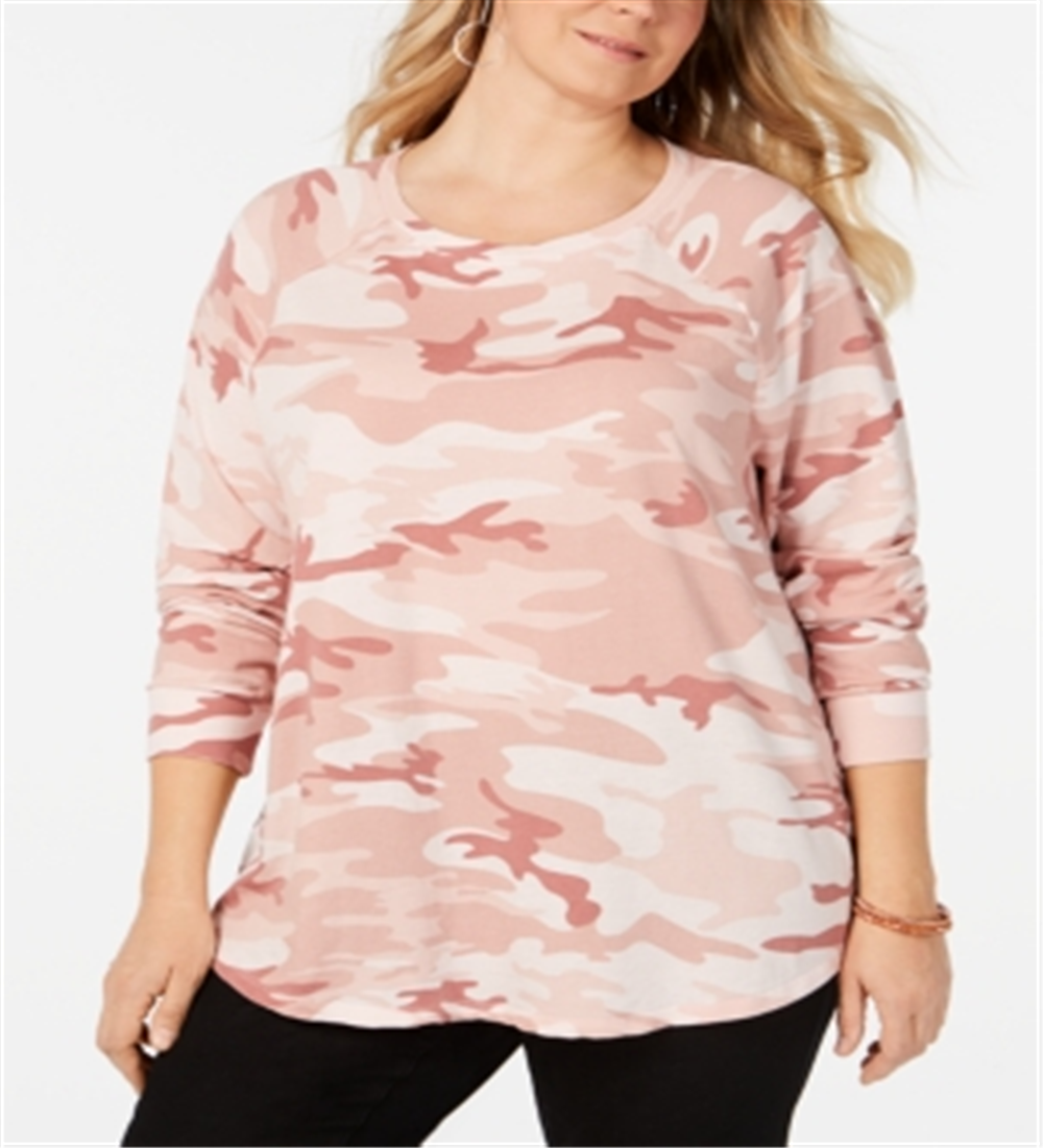 Love Tribe Moletom feminino com estampa camuflada da moda plus size rosa tamanho 2X