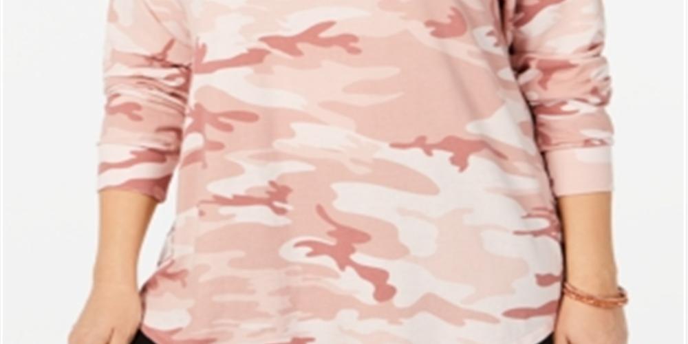 Love Tribe Moletom feminino com estampa camuflada da moda plus size rosa tamanho 2X